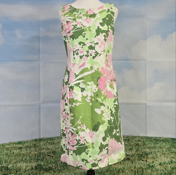 TALBOTS | 100% COTTON WOVEN CANVAS SLEEVELESS PENCIL DRESS - Picture 5 of 15